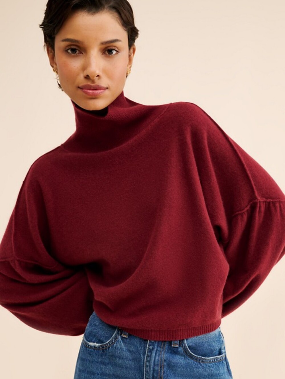 Free People Anthropologie So Low So High Cashmere Sweater Red Maroon